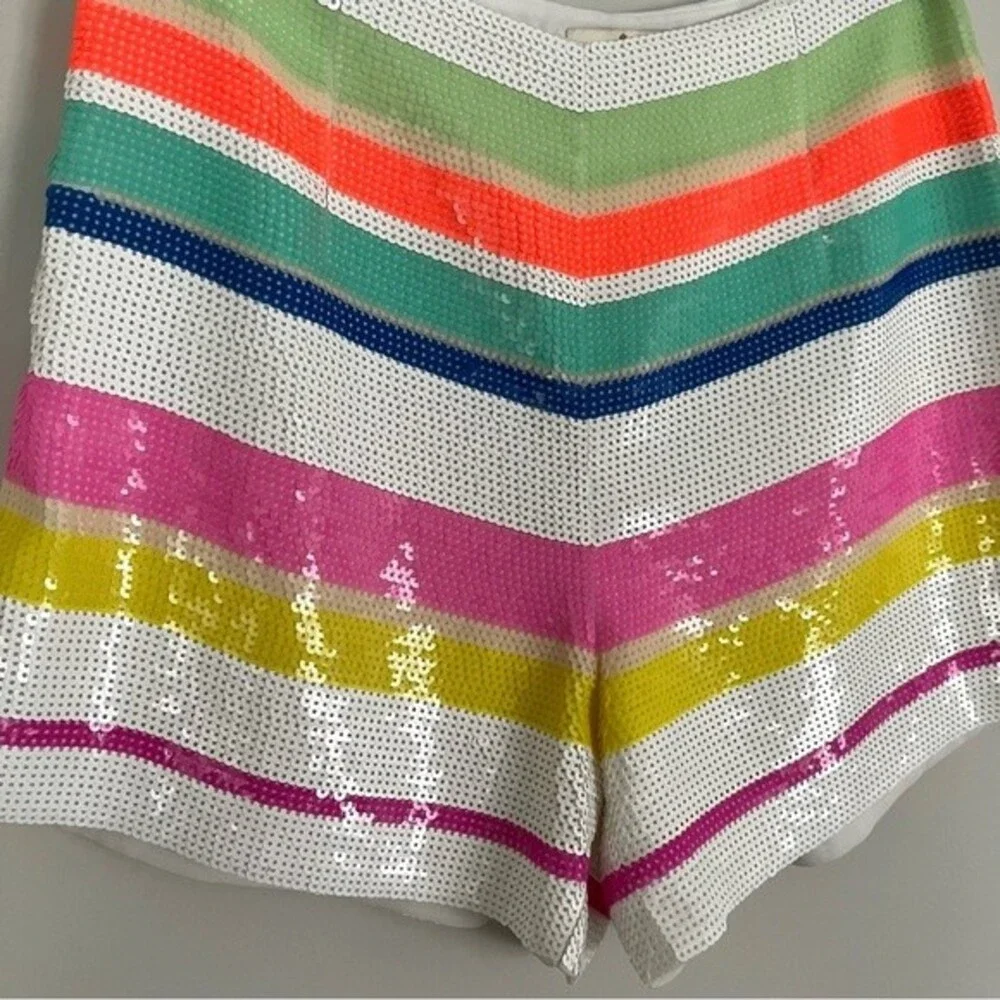 Kate Spade Cape Stripe Sequin Shorts, Multicolor, Size 0 NWOT